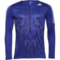 adidas mens adizero 3 stripe climalite long sleeve running top night f ...