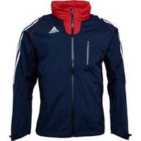 adidas mens 3 stripe waterproof training jacket navywhitered