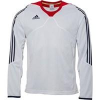 adidas Mens 3 Stripe Long Sleeve Poly Training Top White/Navy/Red