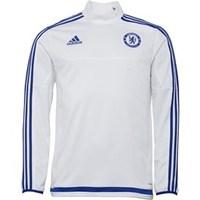 adidas Mens CFC Chelsea 3 Stripe ClimaCool Mock Neck Training Top White/Chelsea Blue