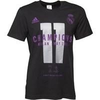 adidas Mens RMCF Real Madrid Champions League Winner T-Shirt Black