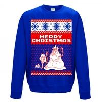 Adventure Time Unisex Small Merry Christmas Jumper - Blue