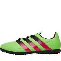 adidas Junior ACE 16.3 TF Astro Leather Football Boots Solar Green/Shock Pink/Core Black