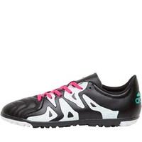 adidas Junior X 15.3 TF Astro Leather Football Boots Core Black/Shock Pink/Shock Mint