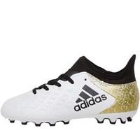adidas Junior X 16.3 AG Football Boots White/Core Black/Gold Metallic