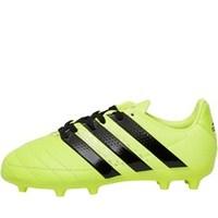 adidas Junior ACE 16.3 FG Leather Football Boots Solar Yellow/Core Black/Silver Metallic