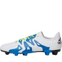 adidas Junior X 15.3 FG/AG Leather Football Boots White/Semi Solar Slime/Core Black