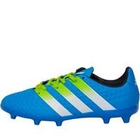 adidas Junior ACE 16.3 FG/AG Football Boots Shock Blue/Semi Solar Slime/White