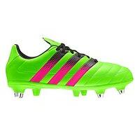 adidas Ace 16.3 Jr SG Leather Football Boots - Youth - Solar Green/Shock Pink/Core Black
