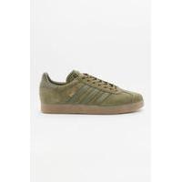 adidas Gazelle Olive Suede Gum Sole Trainers, GREEN