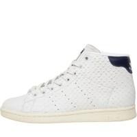 adidas Originals Womens Stan Smith Mid Snake Trainers Crystal White/Crystal White/Collegiate Navy