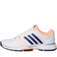 adidas Womens Barricade Team 4 Tennis Shoes White/Night Sky/Flash Orange