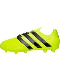 adidas Mens ACE 16.3 FG Leather Football Boots Solar Yellow/Core Black/Silver Metallic