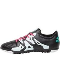 adidas Mens X 15.3 TF Astro Leather Football Boots Core Black/Shock Pink/Shock Mint