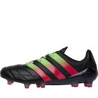 adidas Mens ACE 16.1 FG / AG Leather Football Boots Core Black/Solar Green/Shock Pink