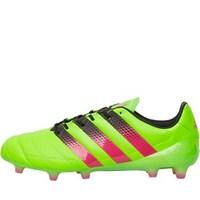 adidas Mens ACE 16.1 FG AG Leather Football Boots Solar Green/Shock Pink/Core Black