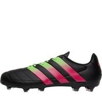 adidas Mens ACE 16.2 FG / AG Leather Football Boots Core Black/Solar Green/Shock Pink