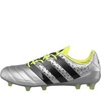 adidas Mens ACE 16.1 FG Leather Football Boots Silver Metallic/Core Black/Solar Yellow