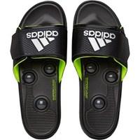 adidas Mens Recharge Massage Pro Slide Sandals Core Black/Solar Yellow/Silver Metallic