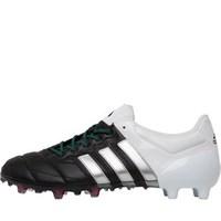 adidas Mens ACE 15.1 FG / AG Leather Football Boots Core Black/Matte Silver/White