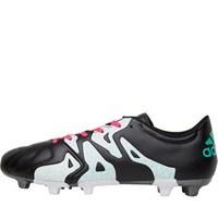 adidas Mens X 15.3 FG / AG Leather Football Boots Core Black/Shock Pink/Shock Mint