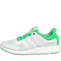 adidas Womens Pure Boost Chill Lightweight Neutral Running Shoes White/White/Flash Green