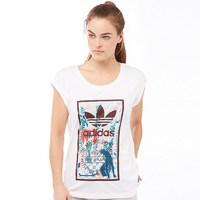 adidas originals womens graphic rolled sleeves t shirt white