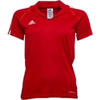 adidas Womens 3 Stripe Team ClimaCool Poly Polo University Red
