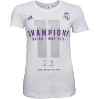 adidas womens rmcf real madrid champions league winners t shirt white