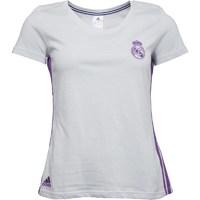 adidas womens rmcf real madrid 3 stripe t shirt crystal whiteray purpl ...