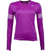 adidas Womens Response 3 Stripe ClimaLite Long Sleeve Running Top Shock Purple/White