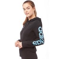 adidas Womens Essentials Linear Logo ClimaLite Full Zip Hoody Black/Vapour Blue