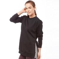 adidas Womens Oversized 3 Stripe Crew Neck Sweat Black