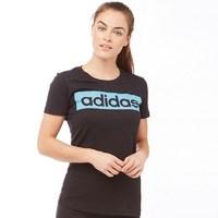 adidas womens essentials linear logo t shirt blackvapour blue