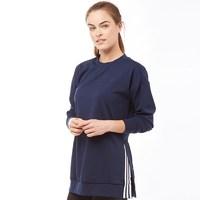 adidas Womens Oversized 3 Stripe Crew Neck Sweat Collegiate Navy