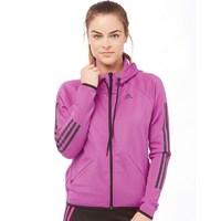 adidas womens 3 stripe climalite full zip hoody shock purple