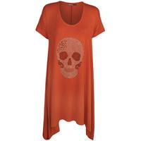 Adrianna Skull Hanky Hem Top - Coral