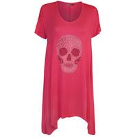 Adrianna Skull Hanky Hem Top - Cerise