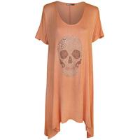 Adrianna Skull Hanky Hem Top - Peach