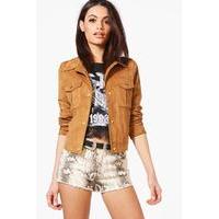 Adele Faux Suede Trucker Jacket - camel