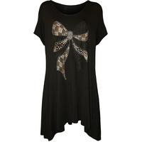 Adria Bow Sequin Hanky Hem Top - Black