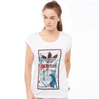 adidas Originals Womens Graphic Rolled Sleeves T-Shirt White