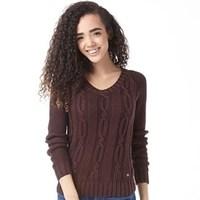 adidas Neo Womens Cable Knit Sweater Mahogany