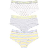 Adeline (3 Pack) Assorted Print Short Briefs In Yellow / Grey / Ivory - Tokyo Laundry