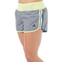 adidas Womens Aktive 3 Stripe M10 Marathon ClimaLite Running Shorts Grey/Frozen Yellow