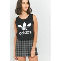 adidas Originals Black Trefoil Relaxed Fit Cropped Tank Top, BLACK