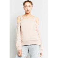 adidas originals pink cold shoulder sweatshirt pink