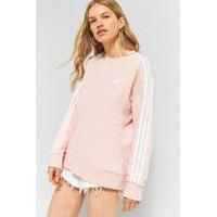 adidas originals 3 stripe a line sweatshirt pink