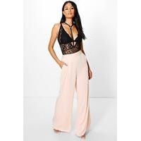 adaline satin wide leg trouser blush