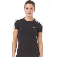 adidas womens essentials 3 stripe climalite t shirt blackwhite